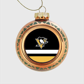 Стеклянный ёлочный шар с принтом Pittsburgh Penguins в Тюмени, Стекло | Диаметр: 80 мм | hockey | nhl | pittsburgh penguins | нхл | хоккей