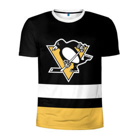 Мужская футболка 3D спортивная с принтом Pittsburgh Penguins в Тюмени, 100% полиэстер с улучшенными характеристиками | приталенный силуэт, круглая горловина, широкие плечи, сужается к линии бедра | hockey | nhl | pittsburgh penguins | нхл | хоккей
