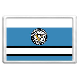Магнит 45*70 с принтом Pittsburgh Penguins blue в Тюмени, Пластик | Размер: 78*52 мм; Размер печати: 70*45 | Тематика изображения на принте: hockey | nhl | pittsburgh penguins | нхл | хоккей