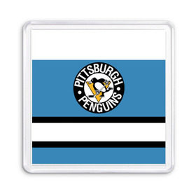 Магнит 55*55 с принтом Pittsburgh Penguins blue в Тюмени, Пластик | Размер: 65*65 мм; Размер печати: 55*55 мм | Тематика изображения на принте: hockey | nhl | pittsburgh penguins | нхл | хоккей