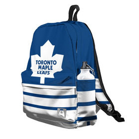 Рюкзак 3D с принтом Toronto Maple Leafs в Тюмени, 100% полиэстер | лямки с регулируемой длиной, сверху петелька, чтобы рюкзак можно было повесить на вешалку. Основное отделение закрывается на молнию, как и внешний карман. Внутри два дополнительных кармана, один из которых закрывается на молнию. По бокам два дополнительных кармашка | Тематика изображения на принте: hockey | nhl | toronto maple leafs | нхл | хоккей
