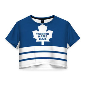 Женская футболка 3D укороченная с принтом Toronto Maple Leafs в Тюмени, 100% полиэстер | круглая горловина, длина футболки до линии талии, рукава с отворотами | hockey | nhl | toronto maple leafs | нхл | хоккей