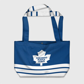 Пляжная сумка 3D с принтом Toronto Maple Leafs в Тюмени, 100% полиэстер | застегивается на металлическую кнопку; внутренний карман застегивается на молнию. Стенки укреплены специальным мягким материалом, чтобы защитить содержимое от несильных ударов
 | Тематика изображения на принте: hockey | nhl | toronto maple leafs | нхл | хоккей