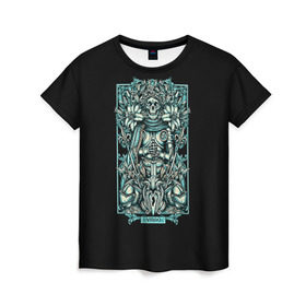 Женская футболка 3D с принтом Дева в Тюмени, 100% полиэфир ( синтетическое хлопкоподобное полотно) | прямой крой, круглый вырез горловины, длина до линии бедер | virgo. дева | арт | гороскоп | знаки зодиака | череп