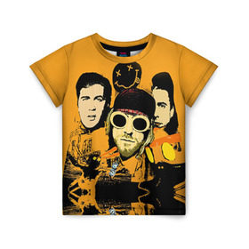 Детская футболка 3D с принтом Nirvana в Тюмени, 100% гипоаллергенный полиэфир | прямой крой, круглый вырез горловины, длина до линии бедер, чуть спущенное плечо, ткань немного тянется | cobain | curt | nirvana | rock | группа | кобейн | курт | нирвана | рок