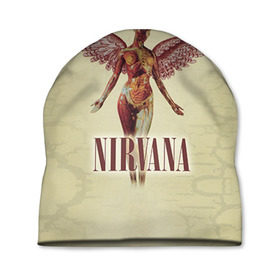 Шапка 3D с принтом Nirvana в Тюмени, 100% полиэстер | универсальный размер, печать по всей поверхности изделия | cobain | curt | nirvana | rock | группа | кобейн | курт | нирвана | рок
