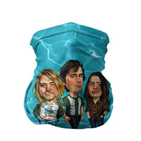 Бандана-труба 3D с принтом Шаржи группа Nirvana в Тюмени, 100% полиэстер, ткань с особыми свойствами — Activecool | плотность 150‒180 г/м2; хорошо тянется, но сохраняет форму | cobain | curt | nirvana | rock | группа | кобейн | курт | нирвана | рок