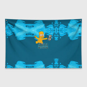Флаг-баннер с принтом Nirvana & Simpson в Тюмени, 100% полиэстер | размер 67 х 109 см, плотность ткани — 95 г/м2; по краям флага есть четыре люверса для крепления | cobain | curt | nirvana | rock | группа | кобейн | курт | нирвана | рок