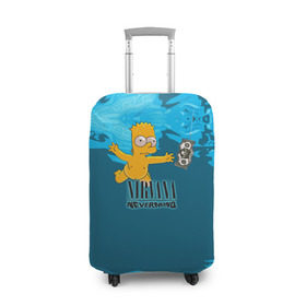 Чехол для чемодана 3D с принтом Nirvana & Simpson в Тюмени, 86% полиэфир, 14% спандекс | двустороннее нанесение принта, прорези для ручек и колес | cobain | curt | nirvana | rock | группа | кобейн | курт | нирвана | рок