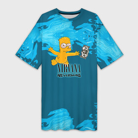 Платье-футболка 3D с принтом Nirvana  Simpson в Тюмени,  |  | cobain | curt | nirvana | rock | группа | кобейн | курт | нирвана | рок