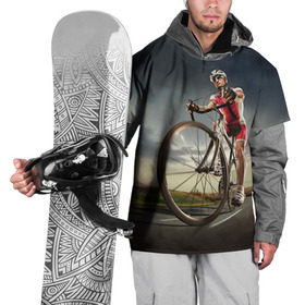 Накидка на куртку 3D с принтом Велогонщик в Тюмени, 100% полиэстер |  | extreme | вело | велосипед | шоссейный велосипед | экстрим