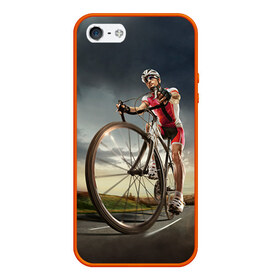 Чехол силиконовый для Телефон Apple iPhone 5/5S с принтом МТБ в Тюмени, Силикон | Область печати: задняя сторона чехла, без боковых панелей | Тематика изображения на принте: extreme | вело | велосипед | шоссейный велосипед | экстрим