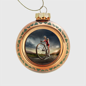 Стеклянный ёлочный шар с принтом Велогонщик в Тюмени, Стекло | Диаметр: 80 мм | extreme | вело | велосипед | шоссейный велосипед | экстрим