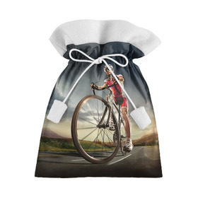 Подарочный 3D мешок с принтом Велогонщик в Тюмени, 100% полиэстер | Размер: 29*39 см | extreme | вело | велосипед | шоссейный велосипед | экстрим