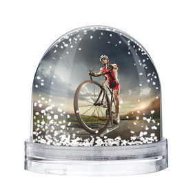 Водяной шар с принтом Велогонщик в Тюмени, Пластик | Изображение внутри шара печатается на глянцевой фотобумаге с двух сторон | extreme | вело | велосипед | шоссейный велосипед | экстрим