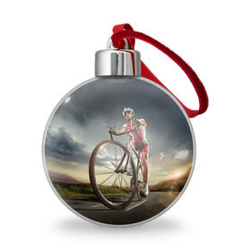 Ёлочный шар с принтом Велогонщик в Тюмени, Пластик | Диаметр: 77 мм | extreme | вело | велосипед | шоссейный велосипед | экстрим