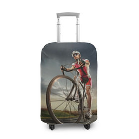 Чехол для чемодана 3D с принтом Велогонщик в Тюмени, 86% полиэфир, 14% спандекс | двустороннее нанесение принта, прорези для ручек и колес | extreme | вело | велосипед | шоссейный велосипед | экстрим