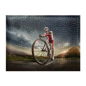 Обложка для студенческого билета с принтом Велогонщик в Тюмени, натуральная кожа | Размер: 11*8 см; Печать на всей внешней стороне | extreme | вело | велосипед | шоссейный велосипед | экстрим