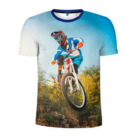 Мужская футболка 3D спортивная с принтом МТБ в Тюмени, 100% полиэстер с улучшенными характеристиками | приталенный силуэт, круглая горловина, широкие плечи, сужается к линии бедра | extreme | вело | велосипед | маунтинбайк | мтб | экстрим