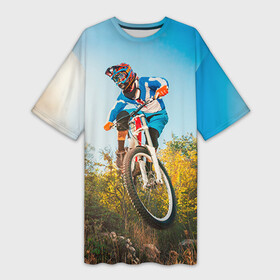 Платье-футболка 3D с принтом МТБ в Тюмени,  |  | extreme | вело | велосипед | маунтинбайк | мтб | экстрим