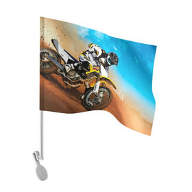 Флаг для автомобиля с принтом Эндуро в Тюмени, 100% полиэстер | Размер: 30*21 см | Тематика изображения на принте: extreme | мото | мотокросс | мотоцикл | спорт | экстрим