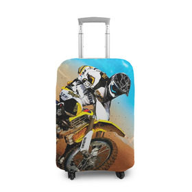 Чехол для чемодана 3D с принтом Эндуро в Тюмени, 86% полиэфир, 14% спандекс | двустороннее нанесение принта, прорези для ручек и колес | extreme | мото | мотокросс | мотоцикл | спорт | экстрим