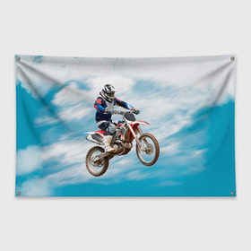 Флаг-баннер с принтом Эндуро в Тюмени, 100% полиэстер | размер 67 х 109 см, плотность ткани — 95 г/м2; по краям флага есть четыре люверса для крепления | extreme | мото | мотокросс | мотоцикл | экстрим