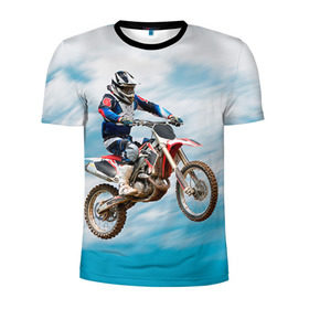 Мужская футболка 3D спортивная с принтом Эндуро в Тюмени, 100% полиэстер с улучшенными характеристиками | приталенный силуэт, круглая горловина, широкие плечи, сужается к линии бедра | extreme | мото | мотокросс | мотоцикл | экстрим