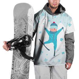 Накидка на куртку 3D с принтом Лыжник в Тюмени, 100% полиэстер |  | extreme | ski | skiing | горнолыжное | горные лыжи | лыжник | фристайл | экстрим