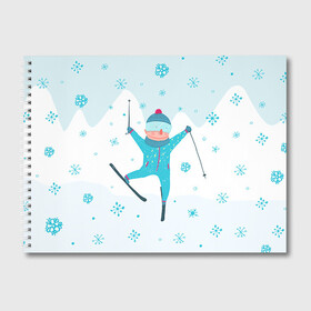Альбом для рисования с принтом Лыжник в Тюмени, 100% бумага
 | матовая бумага, плотность 200 мг. | extreme | ski | skiing | горнолыжное | горные лыжи | лыжник | фристайл | экстрим
