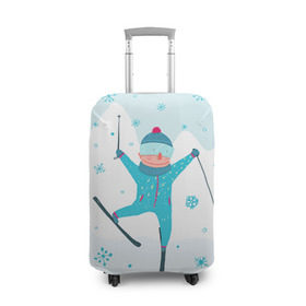 Чехол для чемодана 3D с принтом Лыжник в Тюмени, 86% полиэфир, 14% спандекс | двустороннее нанесение принта, прорези для ручек и колес | extreme | ski | skiing | горнолыжное | горные лыжи | лыжник | фристайл | экстрим