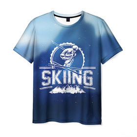 Мужская футболка 3D с принтом Лыжный спорт в Тюмени, 100% полиэфир | прямой крой, круглый вырез горловины, длина до линии бедер | extreme | ski | skiing | горнолыжное | горные лыжи | лыжник | фристайл | экстрим