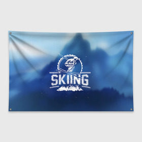 Флаг-баннер с принтом Лыжный спорт в Тюмени, 100% полиэстер | размер 67 х 109 см, плотность ткани — 95 г/м2; по краям флага есть четыре люверса для крепления | extreme | ski | skiing | горнолыжное | горные лыжи | лыжник | фристайл | экстрим
