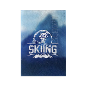 Обложка для паспорта матовая кожа с принтом Лыжный спорт в Тюмени, натуральная матовая кожа | размер 19,3 х 13,7 см; прозрачные пластиковые крепления | extreme | ski | skiing | горнолыжное | горные лыжи | лыжник | фристайл | экстрим