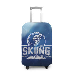 Чехол для чемодана 3D с принтом Лыжный спорт в Тюмени, 86% полиэфир, 14% спандекс | двустороннее нанесение принта, прорези для ручек и колес | extreme | ski | skiing | горнолыжное | горные лыжи | лыжник | фристайл | экстрим