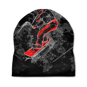 Шапка 3D с принтом Сноубордист в Тюмени, 100% полиэстер | универсальный размер, печать по всей поверхности изделия | extreme | snowboard | сноуборд | сноубордист | экстрим