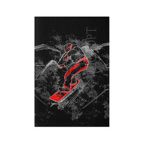 Обложка для паспорта матовая кожа с принтом Сноубордист в Тюмени, натуральная матовая кожа | размер 19,3 х 13,7 см; прозрачные пластиковые крепления | Тематика изображения на принте: extreme | snowboard | сноуборд | сноубордист | экстрим