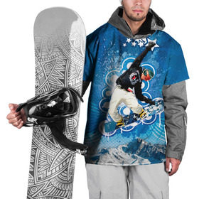 Накидка на куртку 3D с принтом Экстрим в Тюмени, 100% полиэстер |  | Тематика изображения на принте: extreme | snowboard | сноуборд | сноубордист | спорт | экстрим