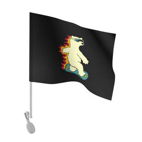 Флаг для автомобиля с принтом Мишка на борде в Тюмени, 100% полиэстер | Размер: 30*21 см | extreme | snowboard | сноуборд | сноубордист | спорт | экстрим