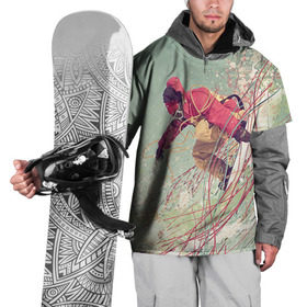 Накидка на куртку 3D с принтом Сноуборд в Тюмени, 100% полиэстер |  | extreme | snowboard | сноуборд | сноубордист | экстрим