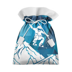 Подарочный 3D мешок с принтом Горы и сноубордист в Тюмени, 100% полиэстер | Размер: 29*39 см | extreme | snowboard | сноуборд | сноубордист | экстрим