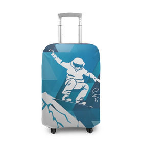 Чехол для чемодана 3D с принтом Горы и сноубордист в Тюмени, 86% полиэфир, 14% спандекс | двустороннее нанесение принта, прорези для ручек и колес | extreme | snowboard | сноуборд | сноубордист | экстрим