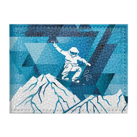 Обложка для студенческого билета с принтом Горы и сноубордист в Тюмени, натуральная кожа | Размер: 11*8 см; Печать на всей внешней стороне | Тематика изображения на принте: extreme | snowboard | сноуборд | сноубордист | экстрим