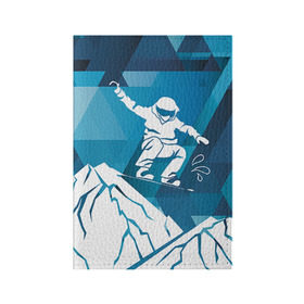 Обложка для паспорта матовая кожа с принтом Горы и сноубордист в Тюмени, натуральная матовая кожа | размер 19,3 х 13,7 см; прозрачные пластиковые крепления | Тематика изображения на принте: extreme | snowboard | сноуборд | сноубордист | экстрим