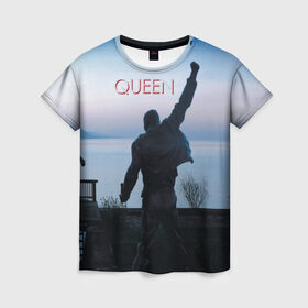 Женская футболка 3D с принтом Queen в Тюмени, 100% полиэфир ( синтетическое хлопкоподобное полотно) | прямой крой, круглый вырез горловины, длина до линии бедер | freddie | heavy | mercury | metal | queen | rock | квин | куин | меркури | меркюри | метал | рок | фредди меркьюри | фреди | хэви