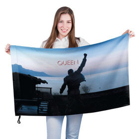 Флаг 3D с принтом Queen в Тюмени, 100% полиэстер | плотность ткани — 95 г/м2, размер — 67 х 109 см. Принт наносится с одной стороны | freddie | heavy | mercury | metal | queen | rock | квин | куин | меркури | меркюри | метал | рок | фредди меркьюри | фреди | хэви