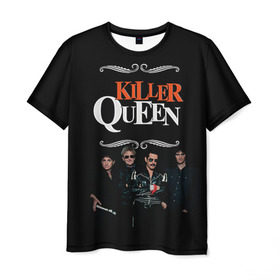 Мужская футболка 3D с принтом Killer Queen в Тюмени, 100% полиэфир | прямой крой, круглый вырез горловины, длина до линии бедер | freddie | heavy | mercury | metal | queen | rock | квин | куин | меркури | меркюри | метал | рок | фредди меркьюри | фреди | хэви