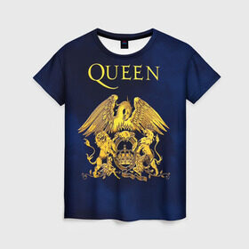 Женская футболка 3D с принтом Группа Queen в Тюмени, 100% полиэфир ( синтетическое хлопкоподобное полотно) | прямой крой, круглый вырез горловины, длина до линии бедер | freddie | heavy | mercury | metal | queen | rock | квин | куин | меркури | меркюри | метал | рок | фредди меркьюри | фреди | хэви