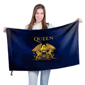 Флаг 3D с принтом Группа Queen в Тюмени, 100% полиэстер | плотность ткани — 95 г/м2, размер — 67 х 109 см. Принт наносится с одной стороны | freddie | heavy | mercury | metal | queen | rock | квин | куин | меркури | меркюри | метал | рок | фредди меркьюри | фреди | хэви