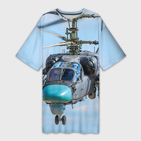 Платье-футболка 3D с принтом КА 52 в Тюмени,  |  | авиация | аллигатор | армия | боевой | ввс | вертолет | военная техника | ка 52 | ударный | черная акула